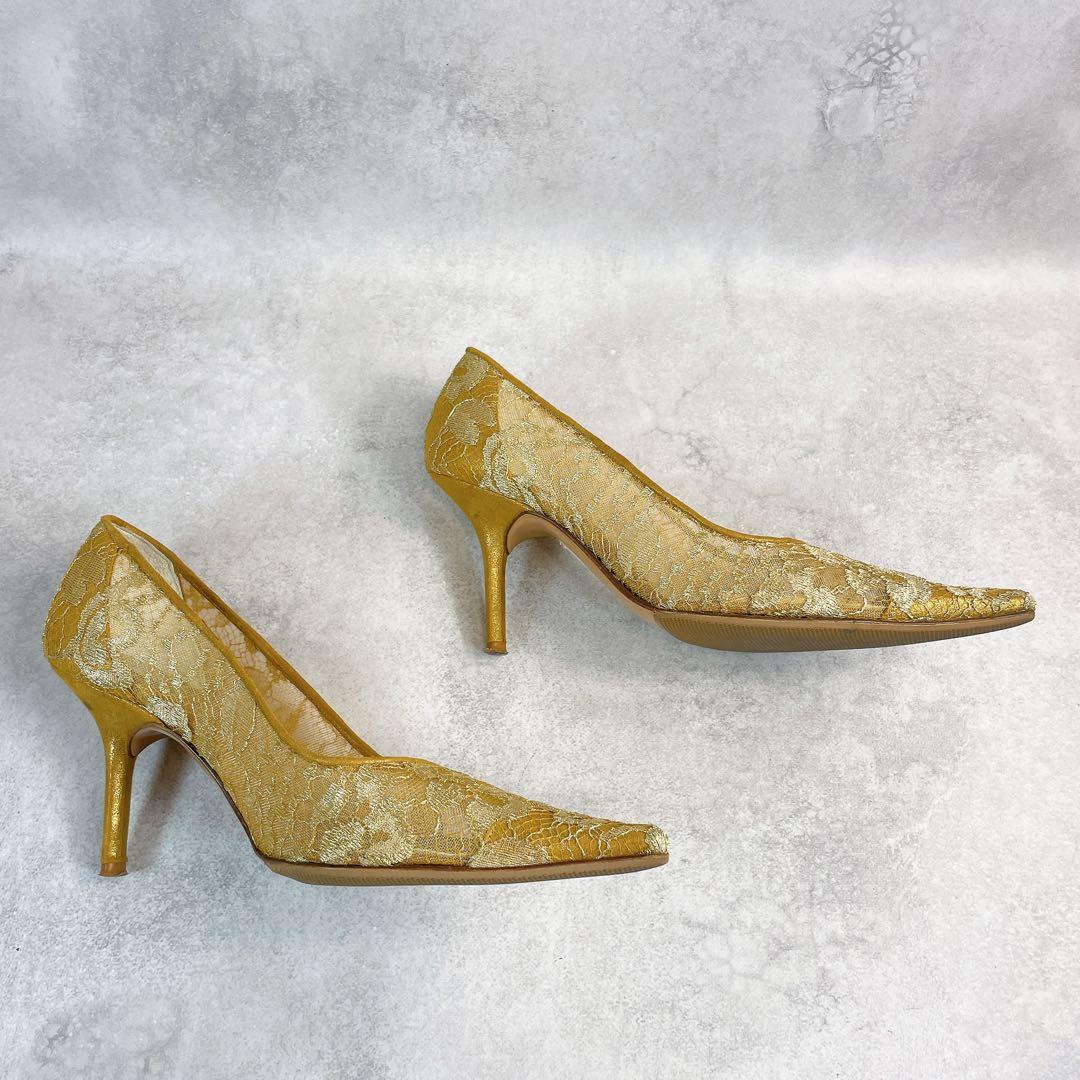 Rene’ Caovilla Gold Lace Pumps 36 1/2