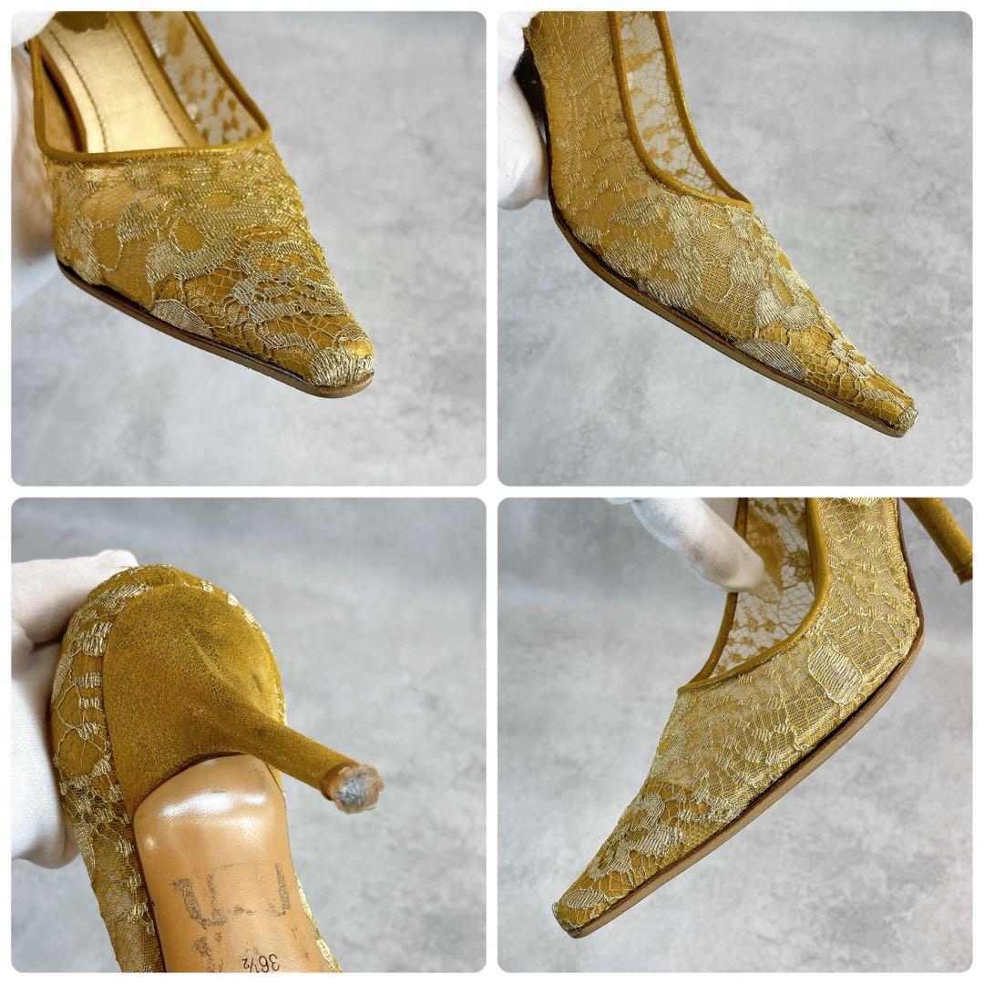 Rene’ Caovilla Gold Lace Pumps 36 1/2