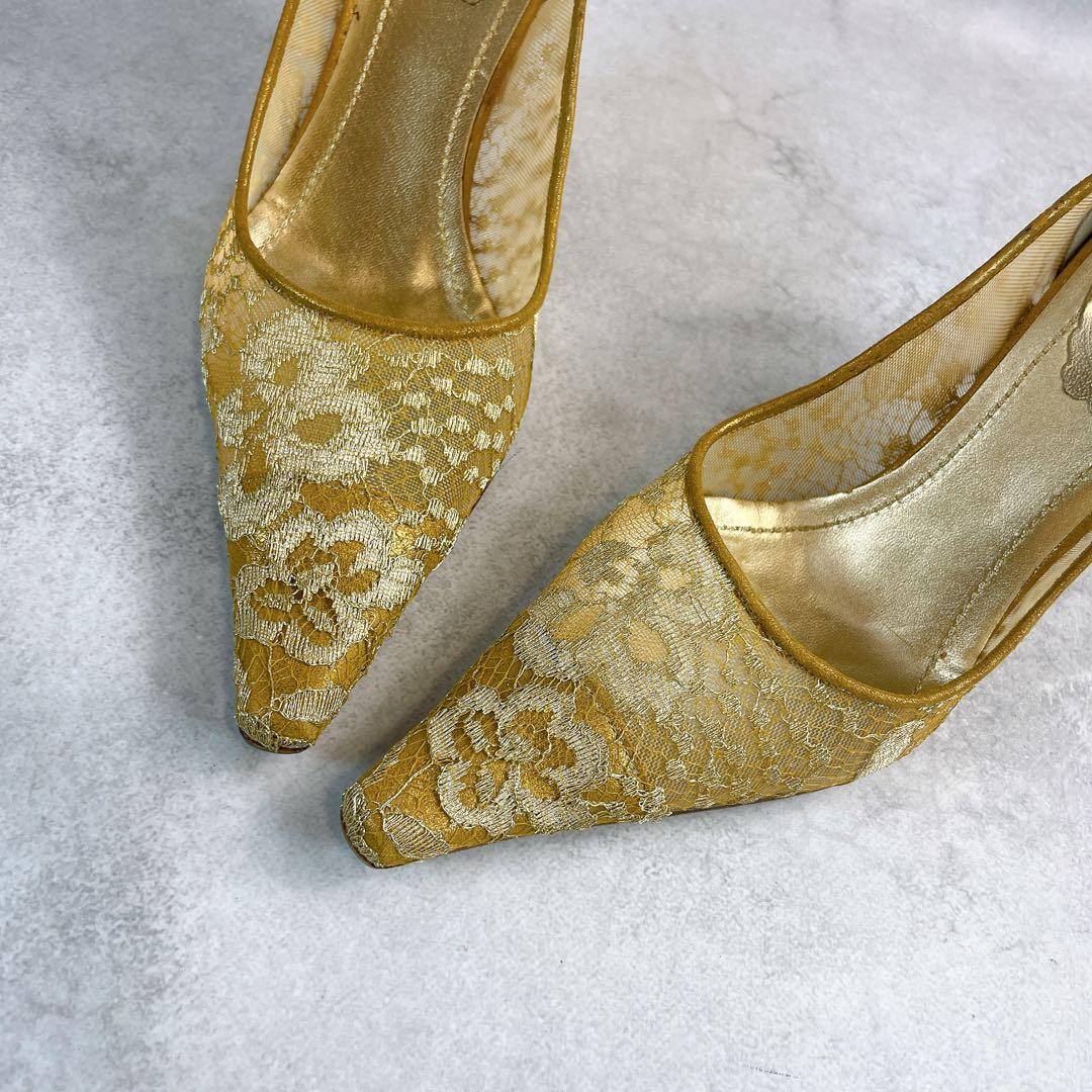 Rene’ Caovilla Gold Lace Pumps 36 1/2
