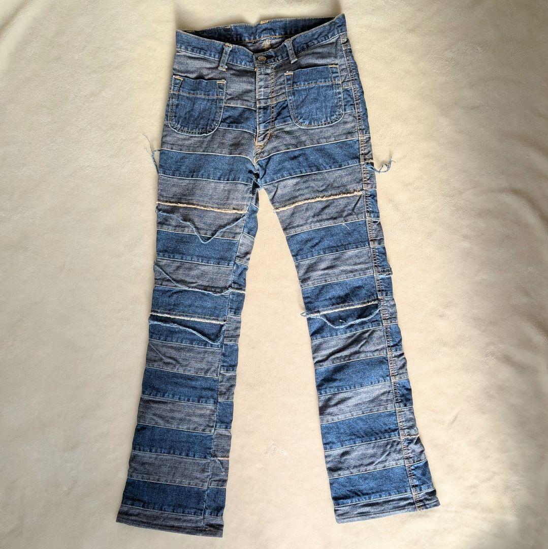 HYSTELIC GLAMOUR スクラッチフレア Sサイズ ツギハギデニム