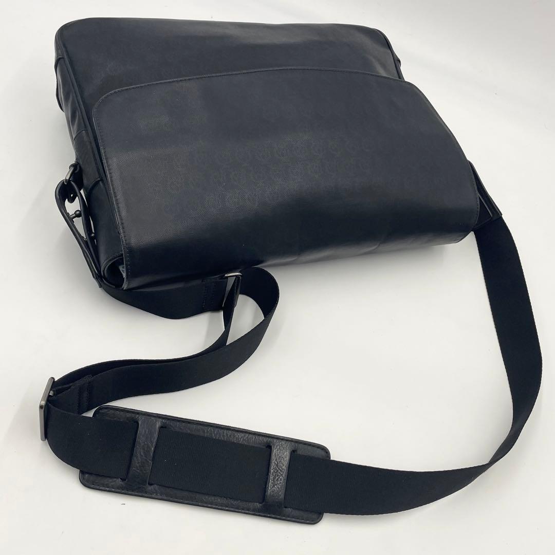 【美品】ダンヒル ショルダーバッグ メッセンジャー シャドウADモノグラム 黒