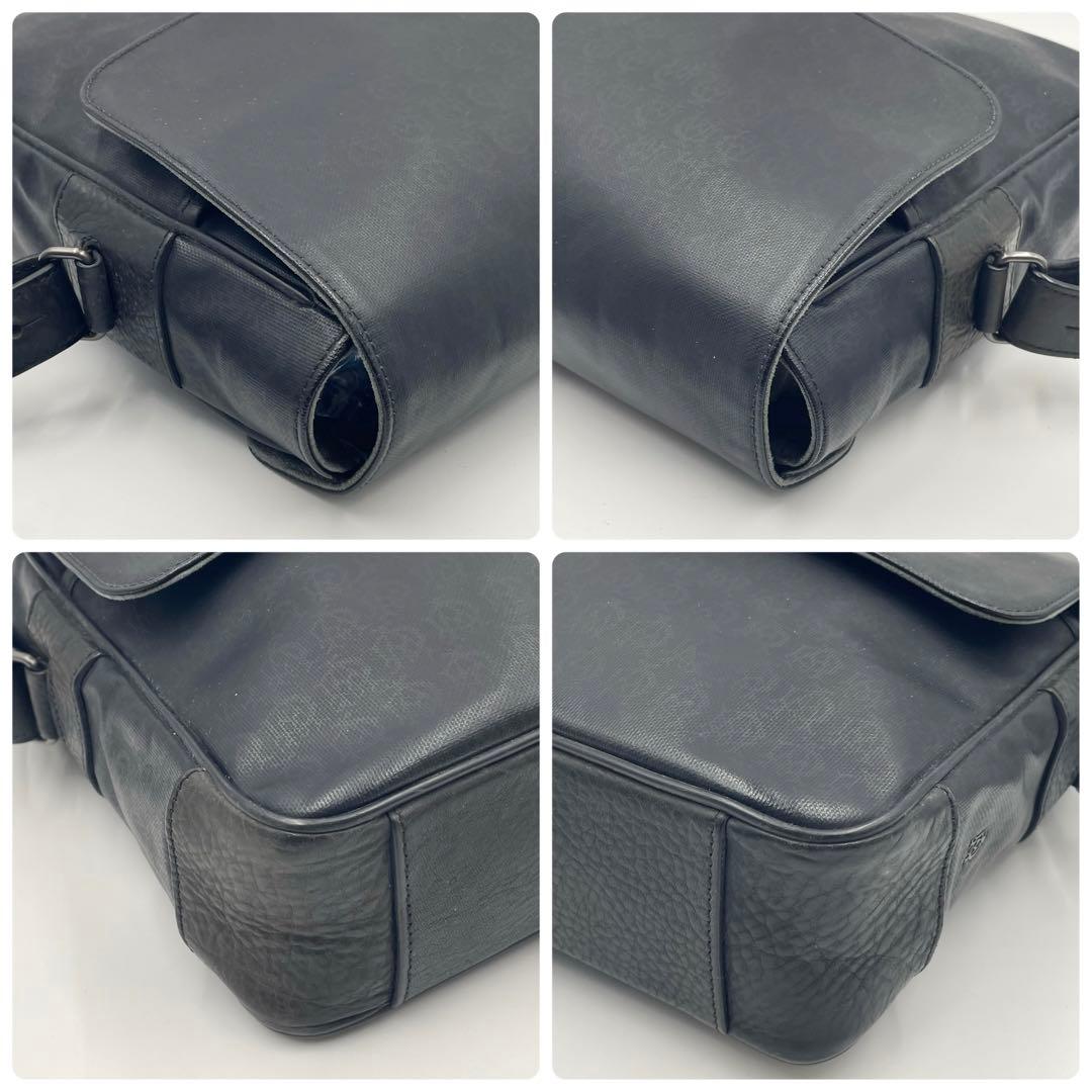 【美品】ダンヒル ショルダーバッグ メッセンジャー シャドウADモノグラム 黒