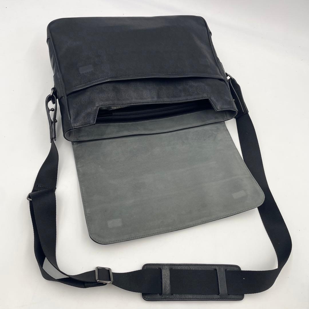 【美品】ダンヒル ショルダーバッグ メッセンジャー シャドウADモノグラム 黒