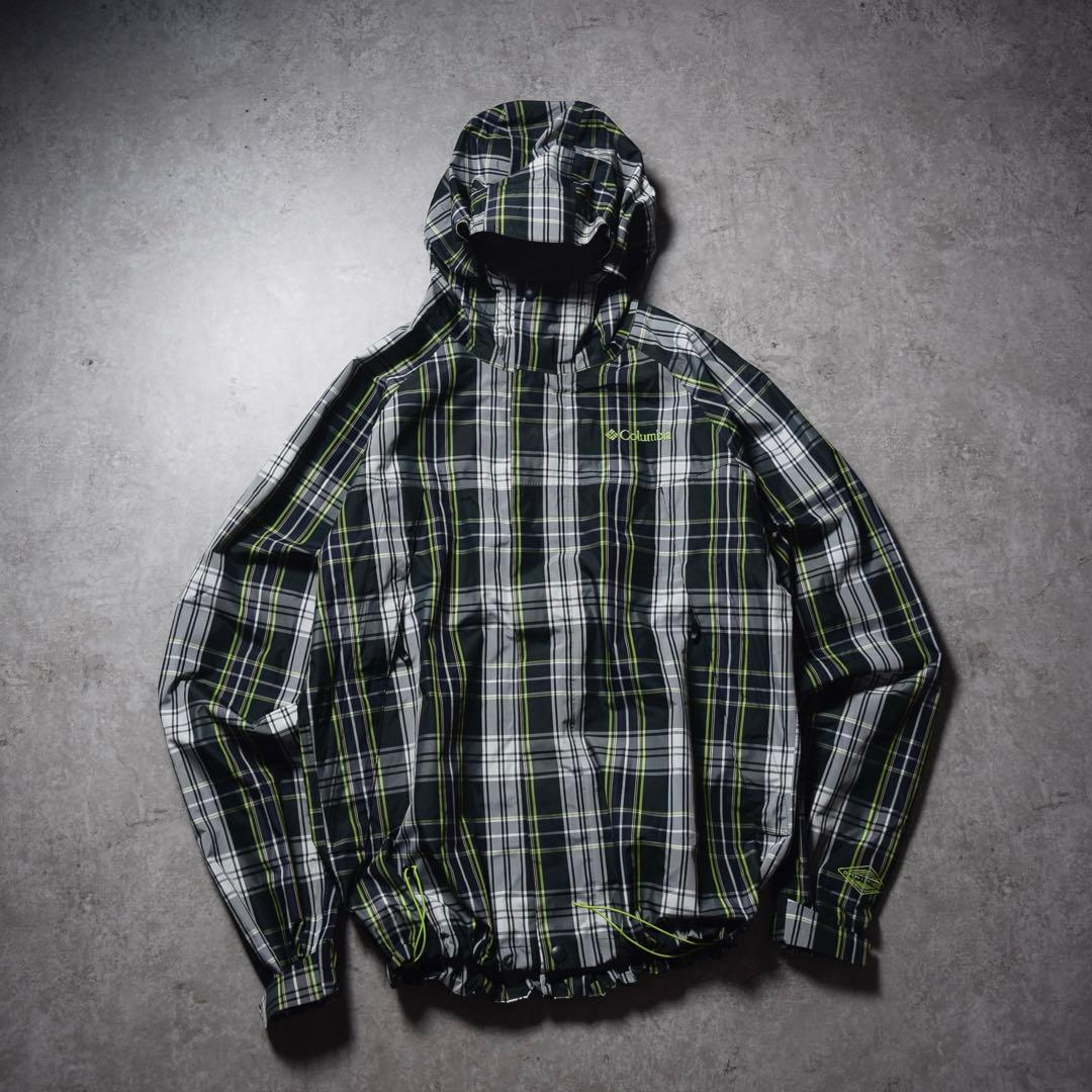 00s Columbia ナイロンシェルジャケット チェック柄 テック系 y2k