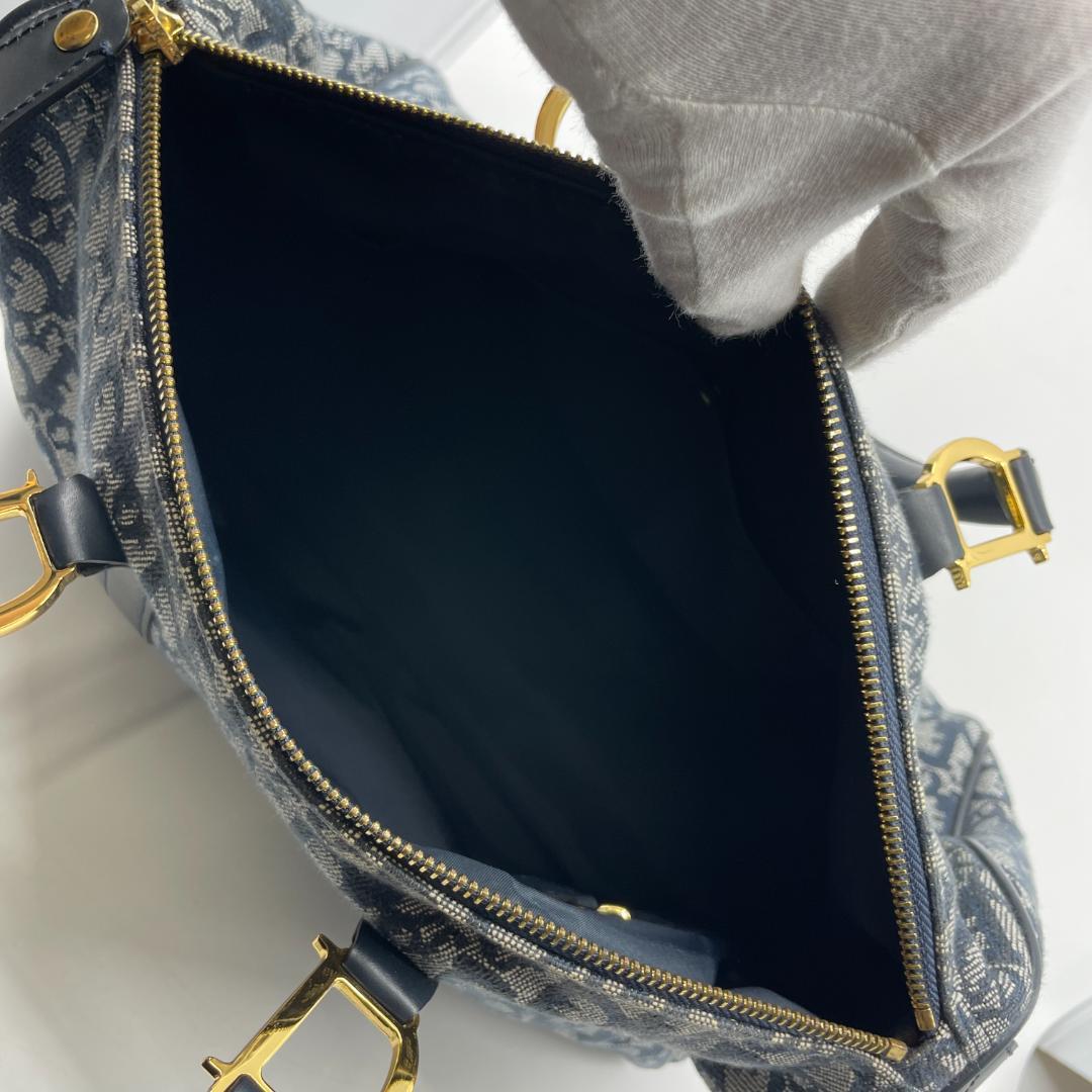 良品　Christian Dior トロッター　ミニボストン　D金具　ネイビー