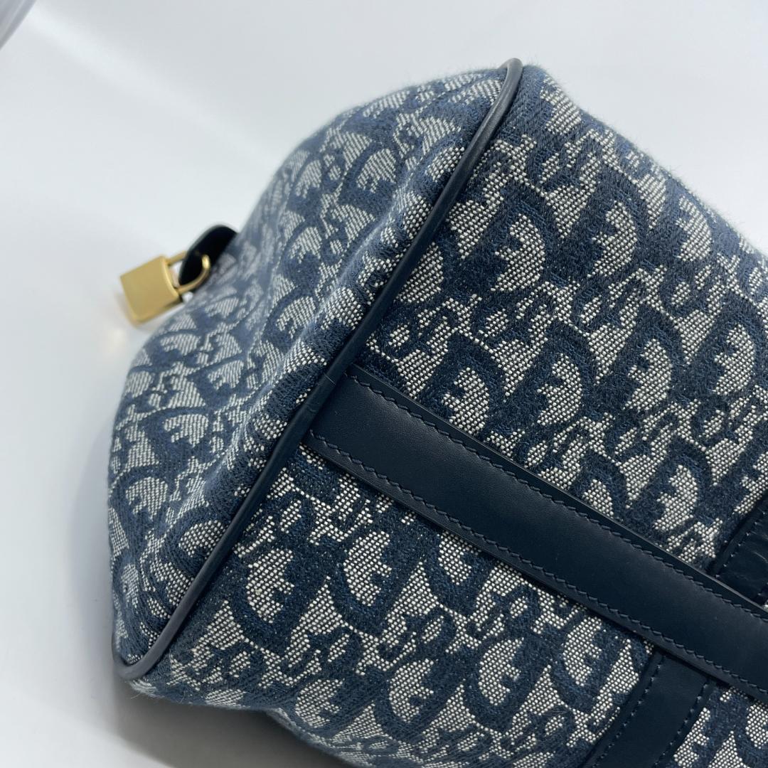 良品　Christian Dior トロッター　ミニボストン　D金具　ネイビー