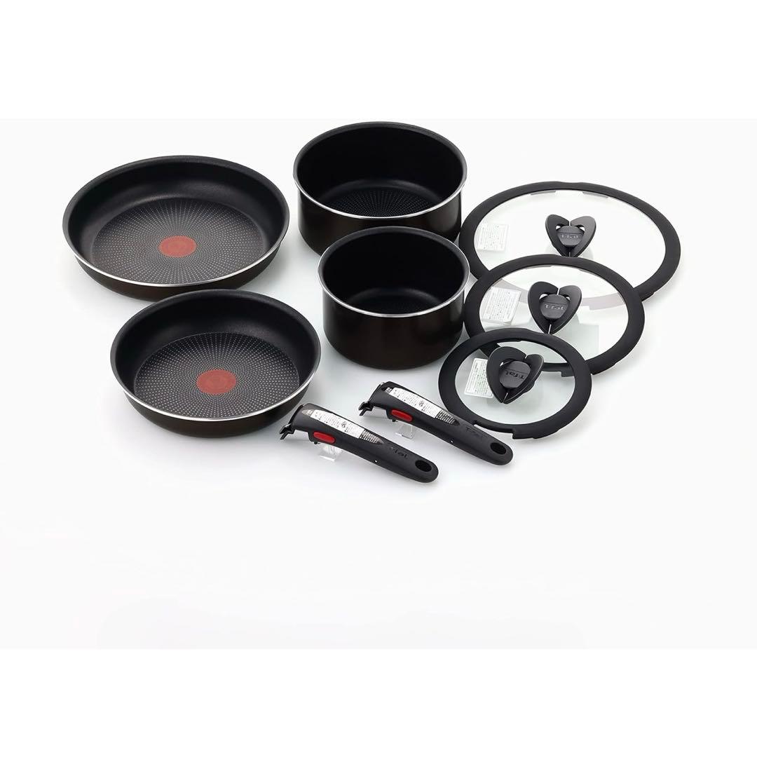 【ガス火専用】ティファール 取っ手のとれる 鍋 フライパンセット 9点セット