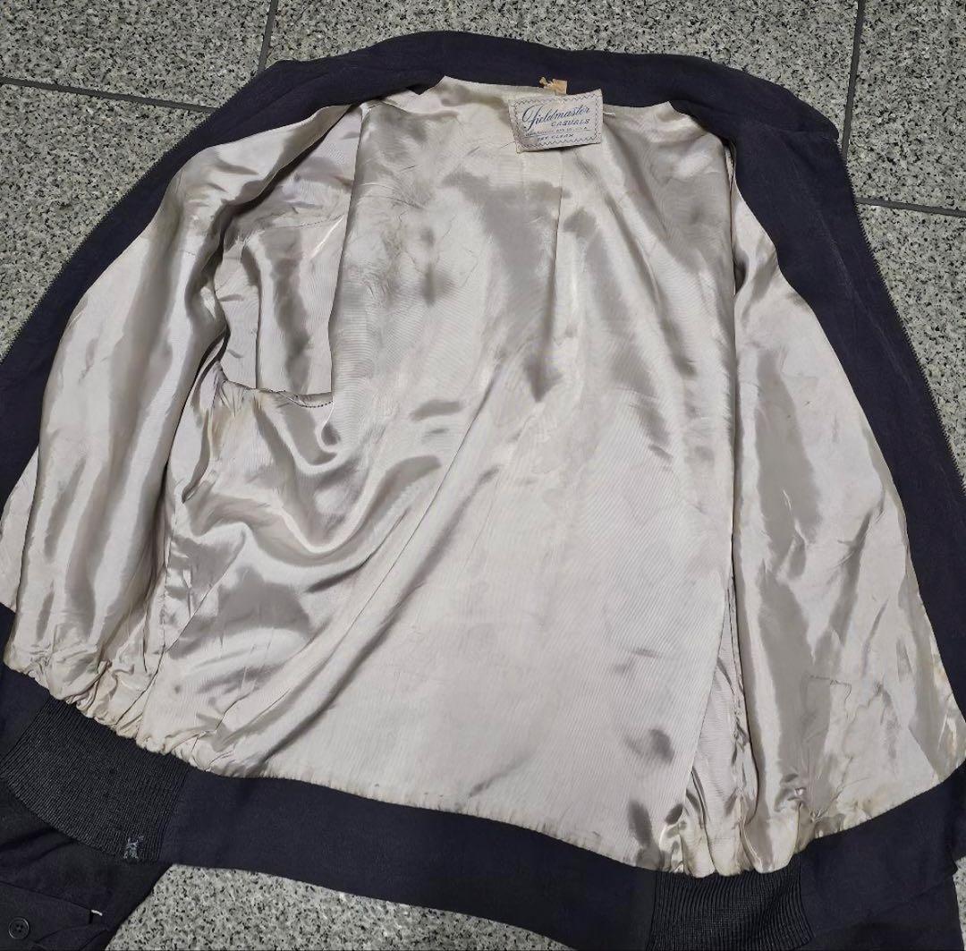 き*君様 50s Sears レーヨンギャバジャン 茄子紺　ハンドステッチ ロカ