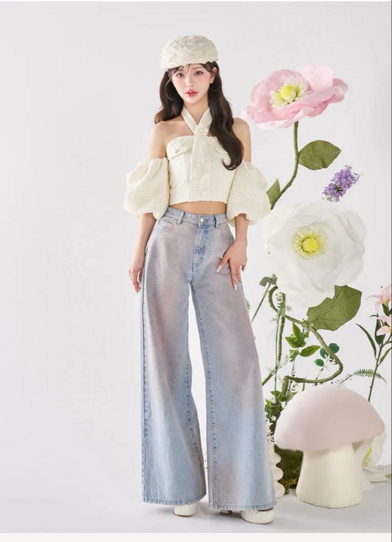 新品タグ付きダーリッチホルターネックオフショルツイードトップス