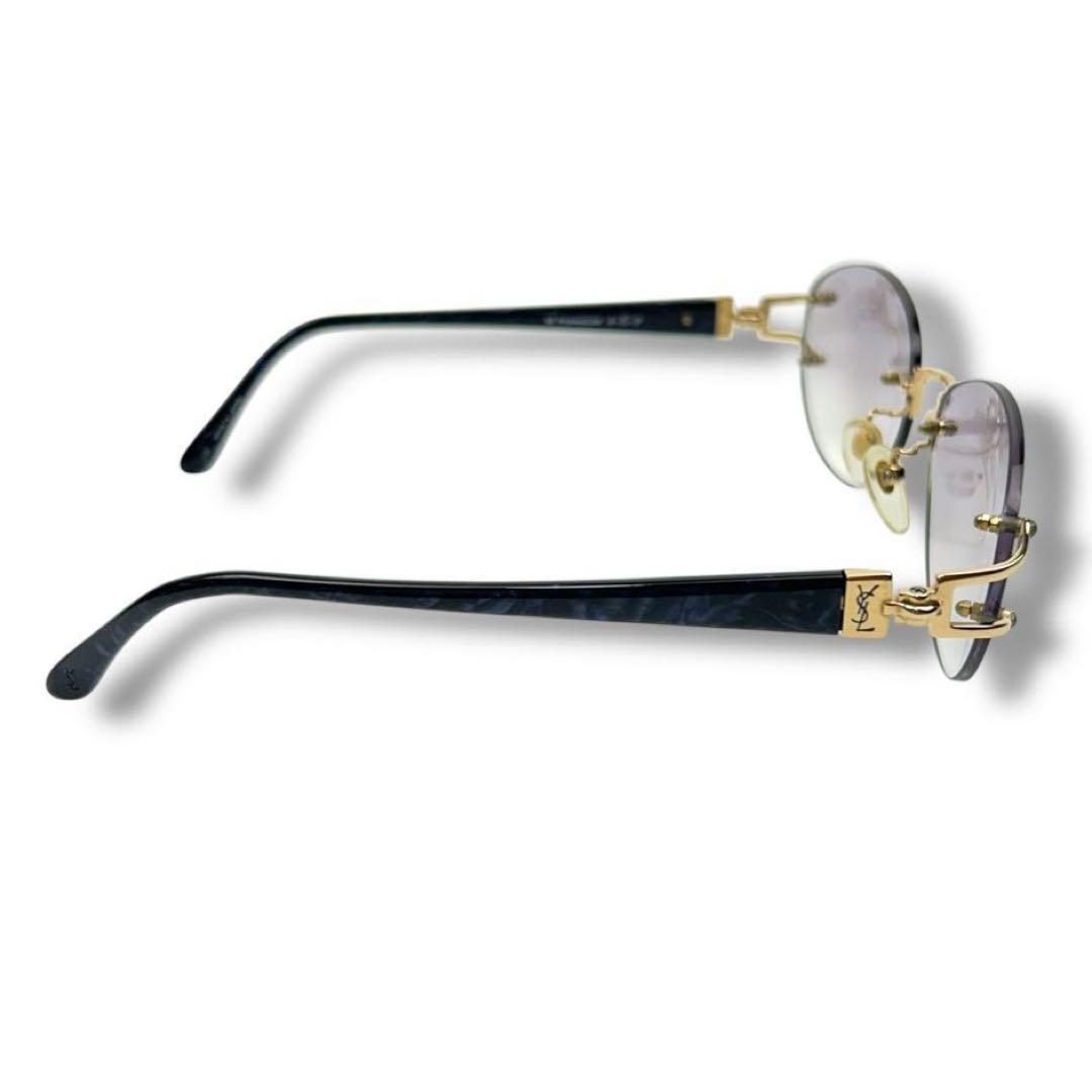 【美品】イヴサンローラン YSL ロゴ サングラス 縁なし リムレス ベッコウ
