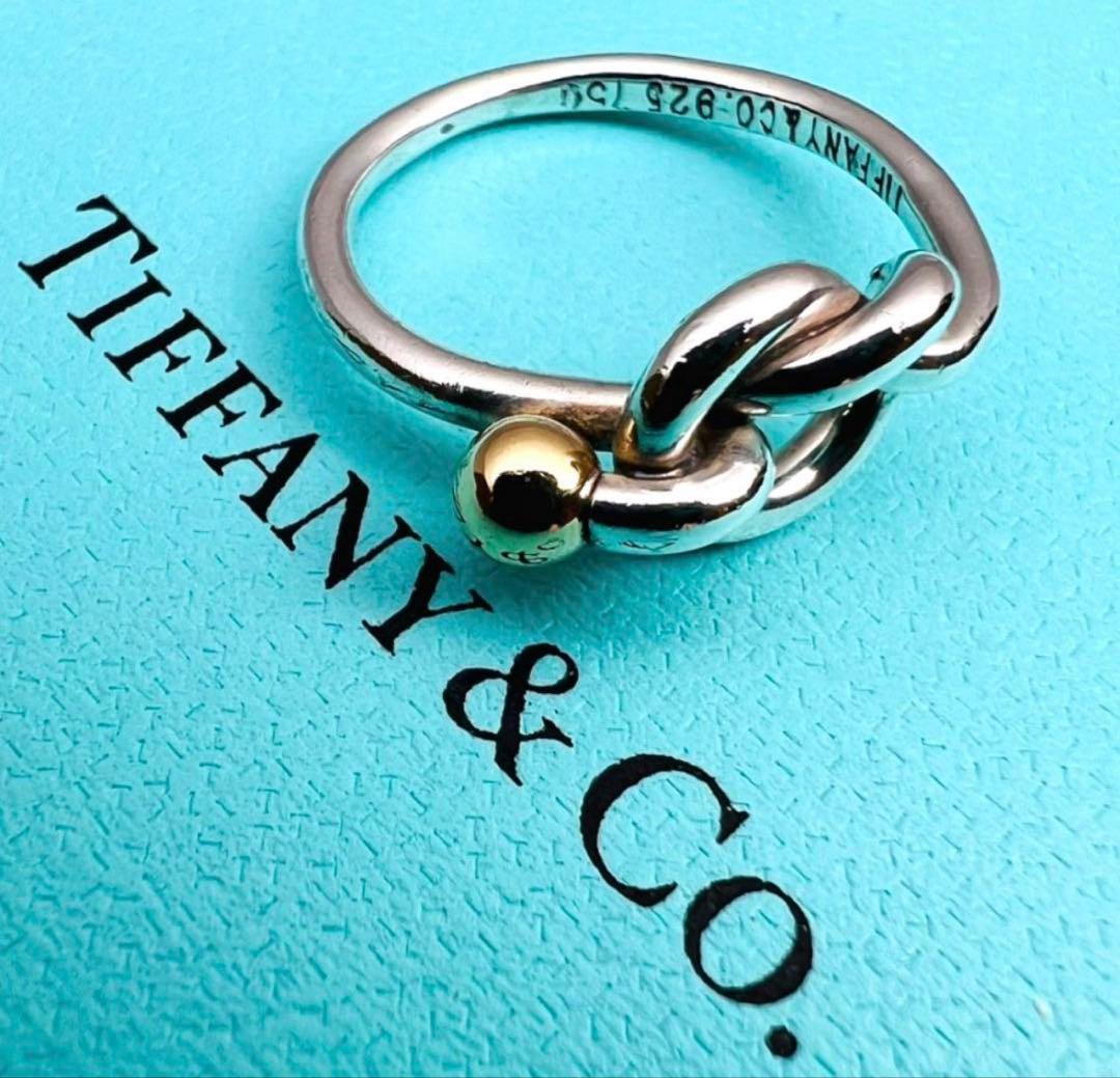 【極美品】TIFFANY リング 指輪 ラブノット コンビ 925 750 8号