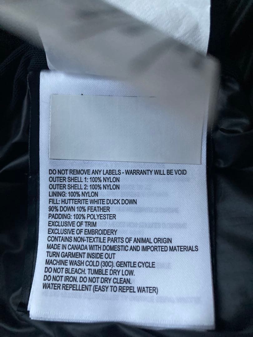 カナダグース　ダウンジャケット　色BLACK 表示サイズSP180/92Y
