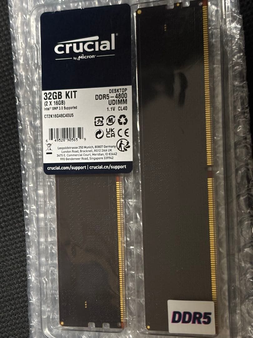 crucial メモリ　DDR5-4800 16GB×2