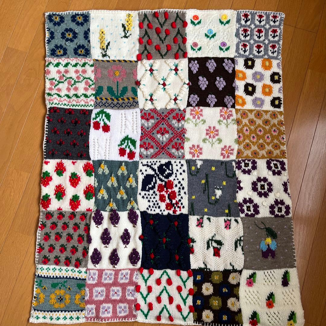 「marumamemomo」モチーフつなぎのブランケット☆ハンドメイド