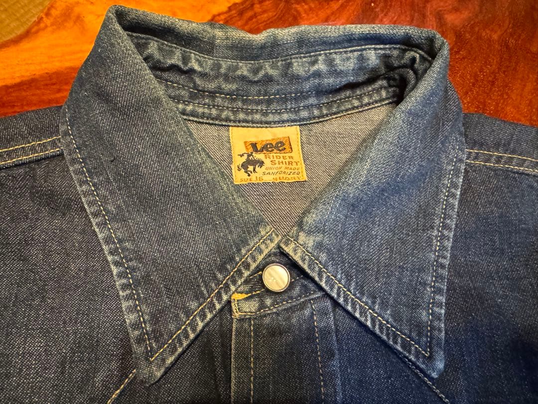 Lee 40's復刻跳ね馬タグデニムウエスタンシャツ16（L）箱付き美品