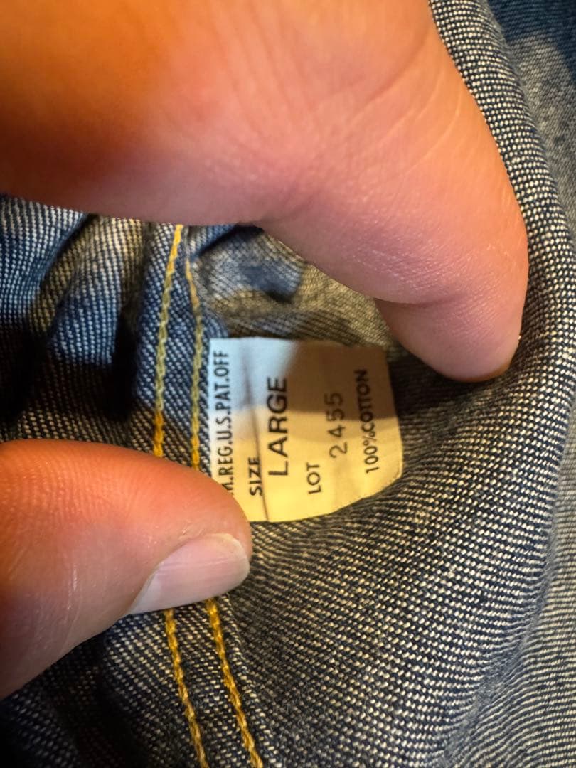 Lee 40's復刻跳ね馬タグデニムウエスタンシャツ16（L）箱付き美品