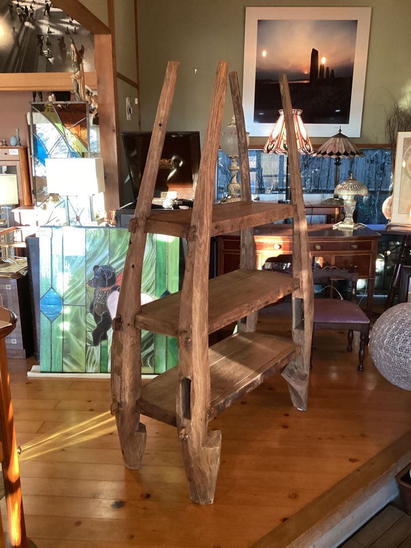 木製3段ラック アンティーク風