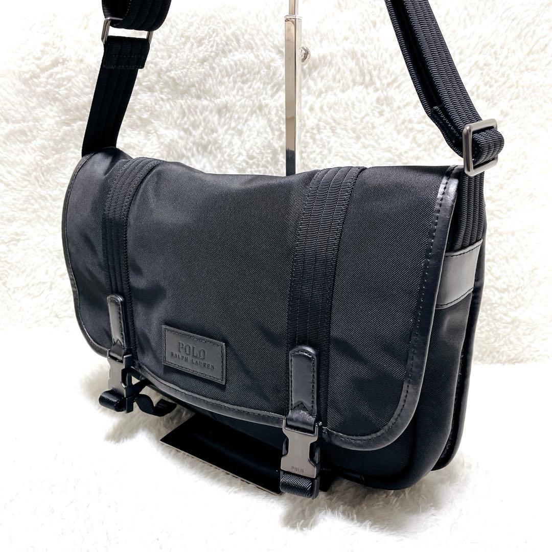 【美品】ポロ ラルフローレン メッセンジャーバッグ ショルダー 黒