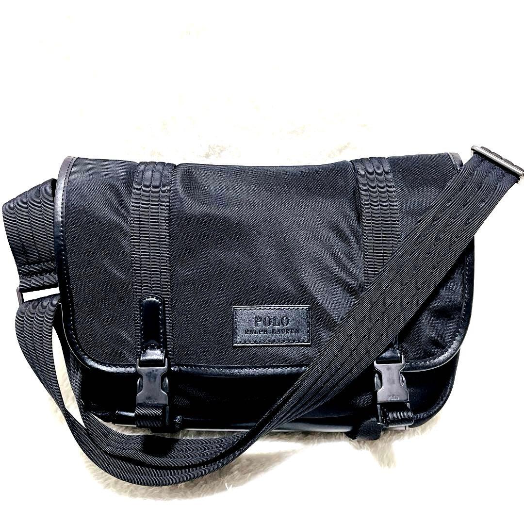 【美品】ポロ ラルフローレン メッセンジャーバッグ ショルダー 黒