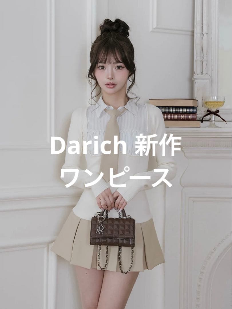 Darich 新作 ネクタイシャツドッキングニットミニワンピース