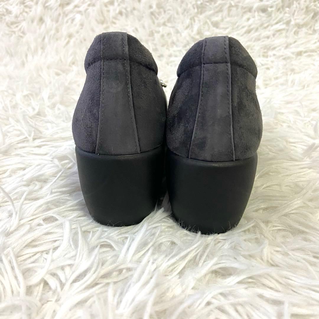 極美品✨ヒルズアヴェニュー パンプス ウエーブソール ビジュー グレー 22.5