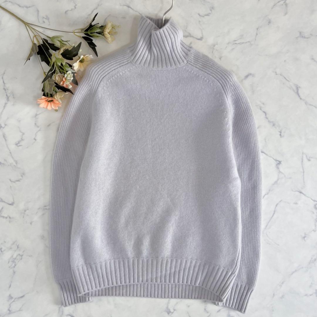Drawer ドゥロワー カシミヤ タートル ネック リブ ニットグレー