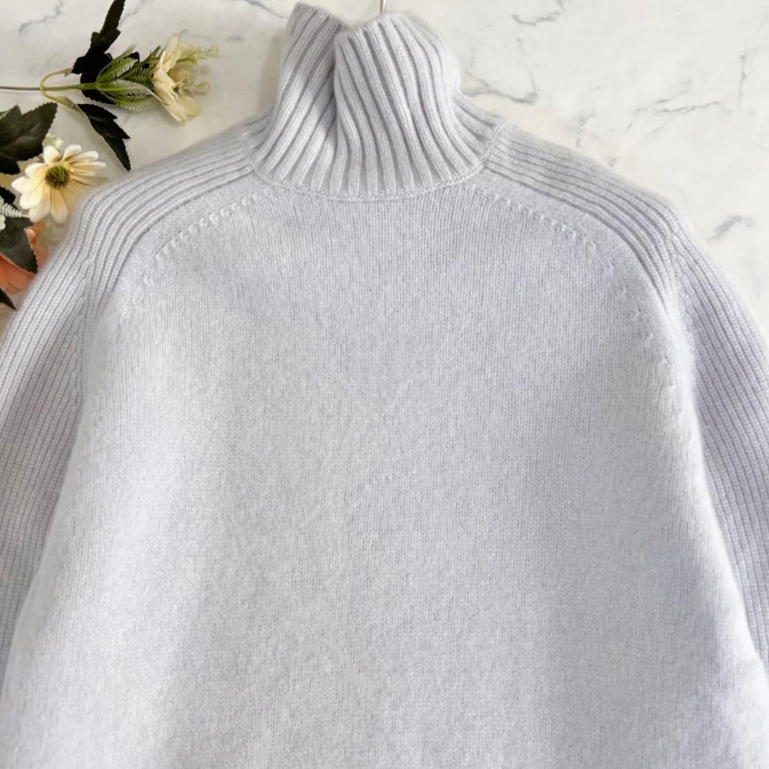 Drawer ドゥロワー カシミヤ タートル ネック リブ ニットグレー