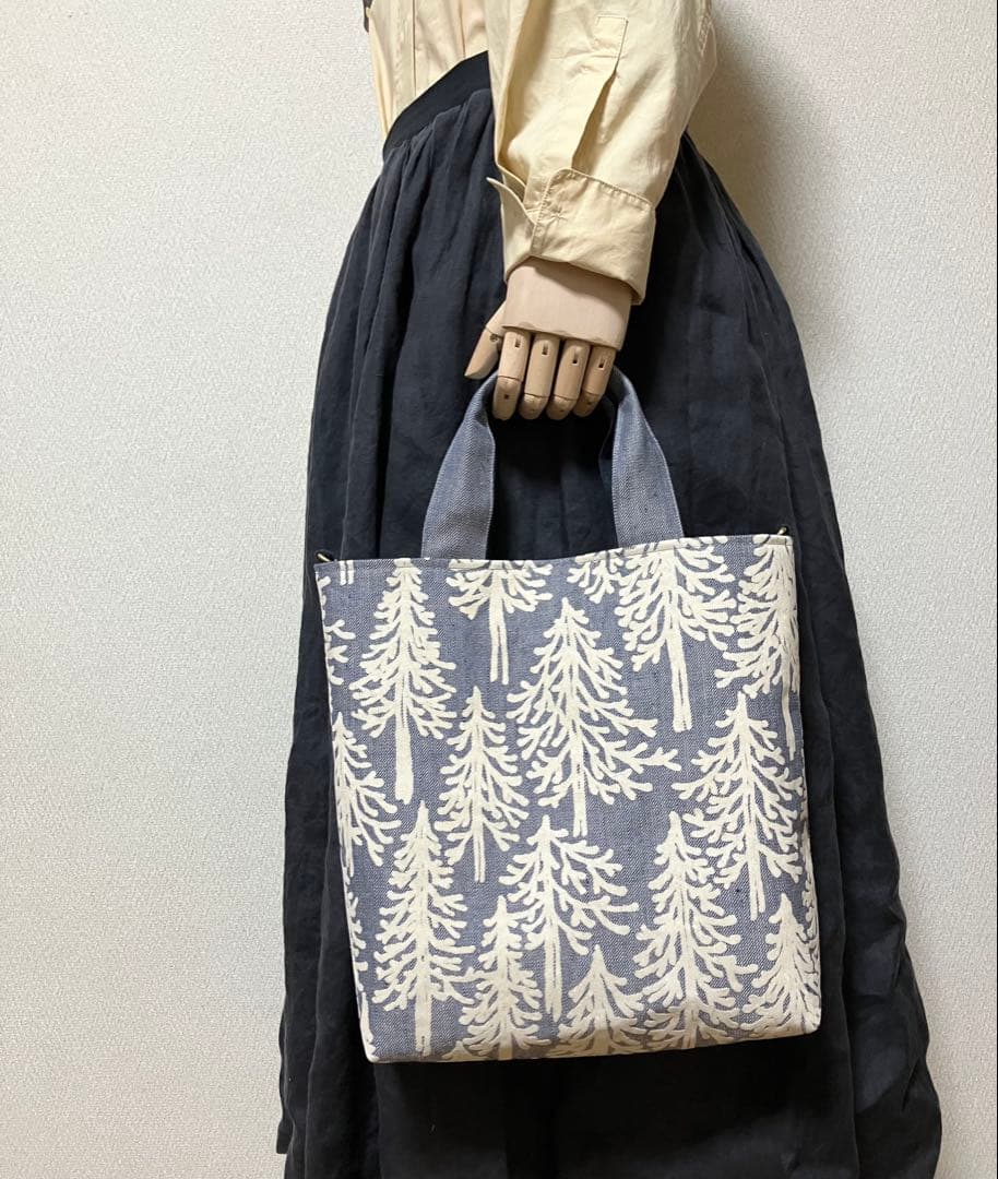 ミナペルホネン ハンドメイド　鳥の集う森パッチワーク×metsä トートバッグ