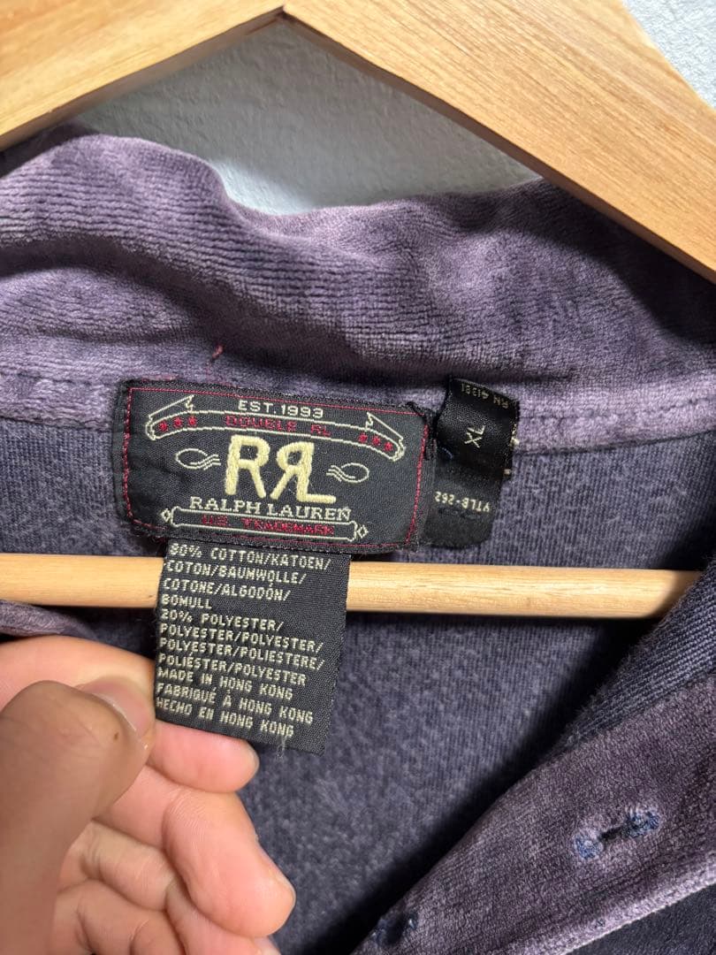 RRL Ralph Lauren ラルフローレン　ベロア　シャツ XL 90s