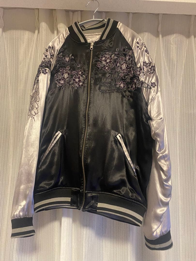 絡繰魂 粋 リバーシブル スカジャン 狼 美品 夜ノ白狼