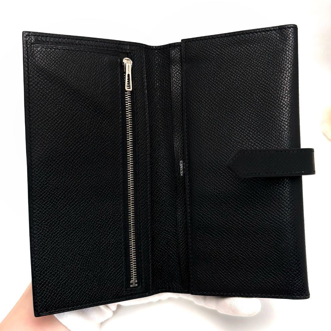 希少✨️HERMES エルメス 長財布 三つ折り べアン デュプリ 黒 ブラック