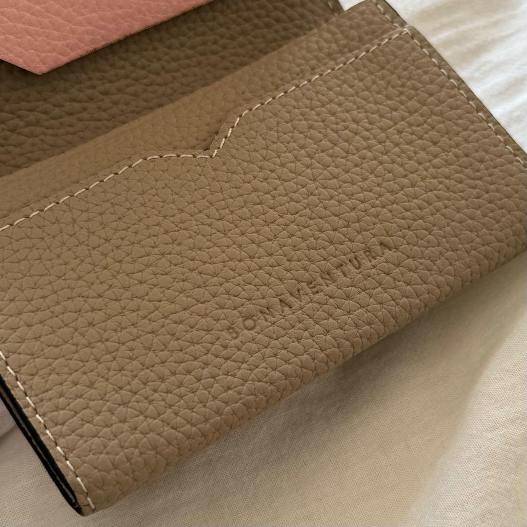 極美品 ボナベンチュラ カードケース 名刺入れ グレージュ シュリンクレザー