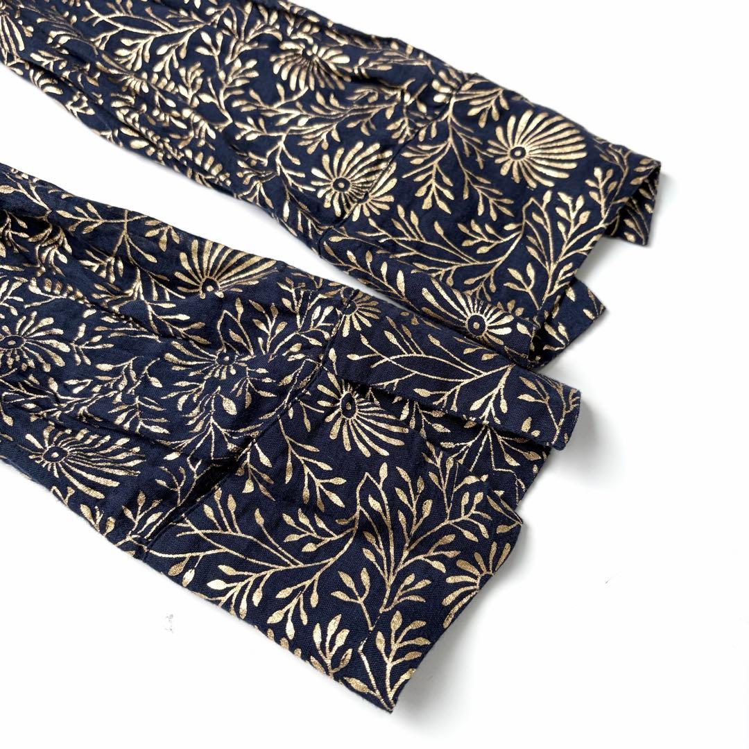 【美品】ヌキテパ　コットンボイルフォイルフラワープリントパネルドレス　M