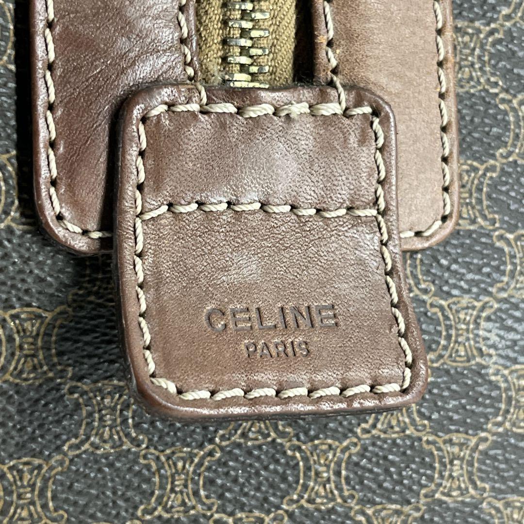 オールド　セリーヌ　ボストン　旅行　マカダム柄　ブラウン　PVCレザー　y2k