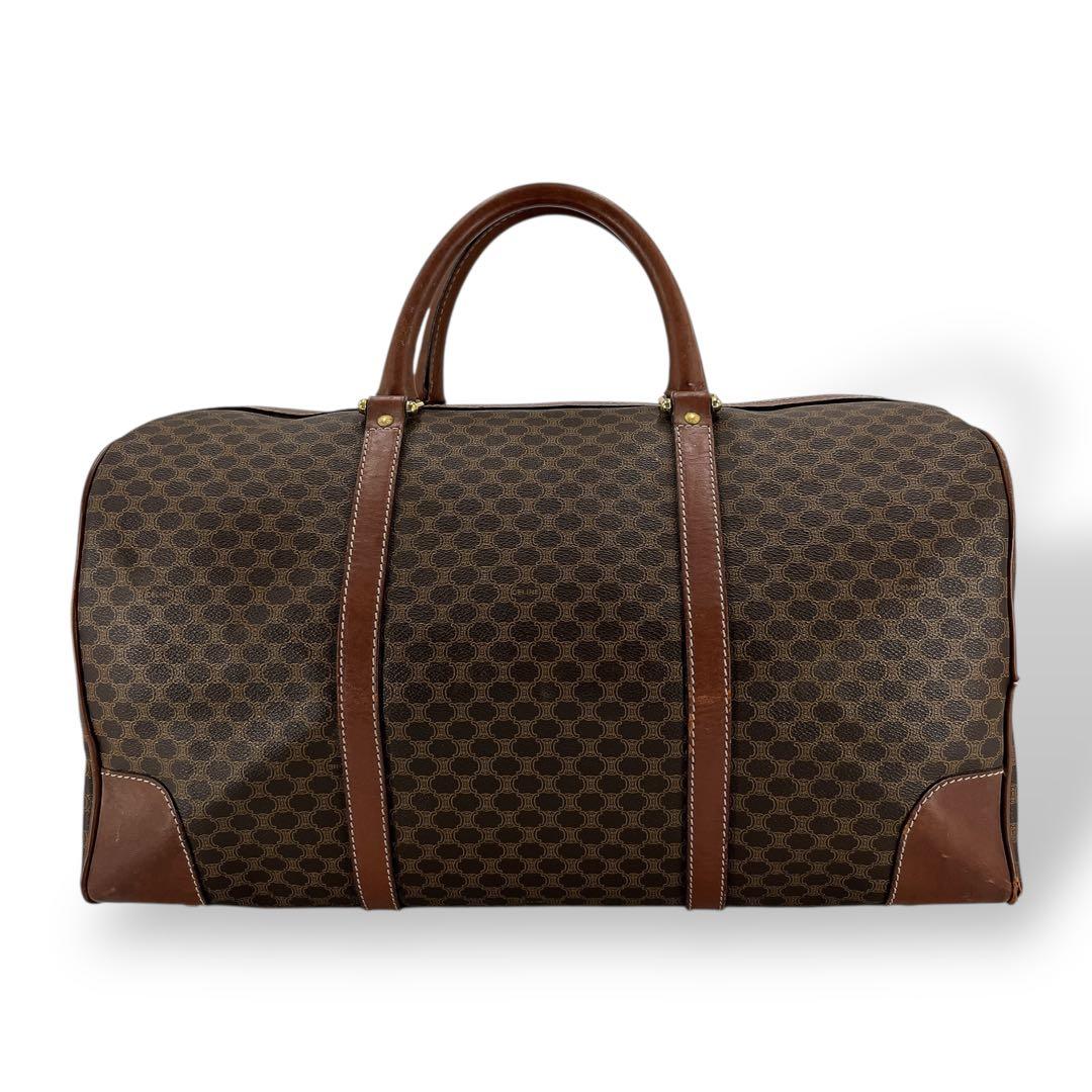 オールド　セリーヌ　ボストン　旅行　マカダム柄　ブラウン　PVCレザー　y2k