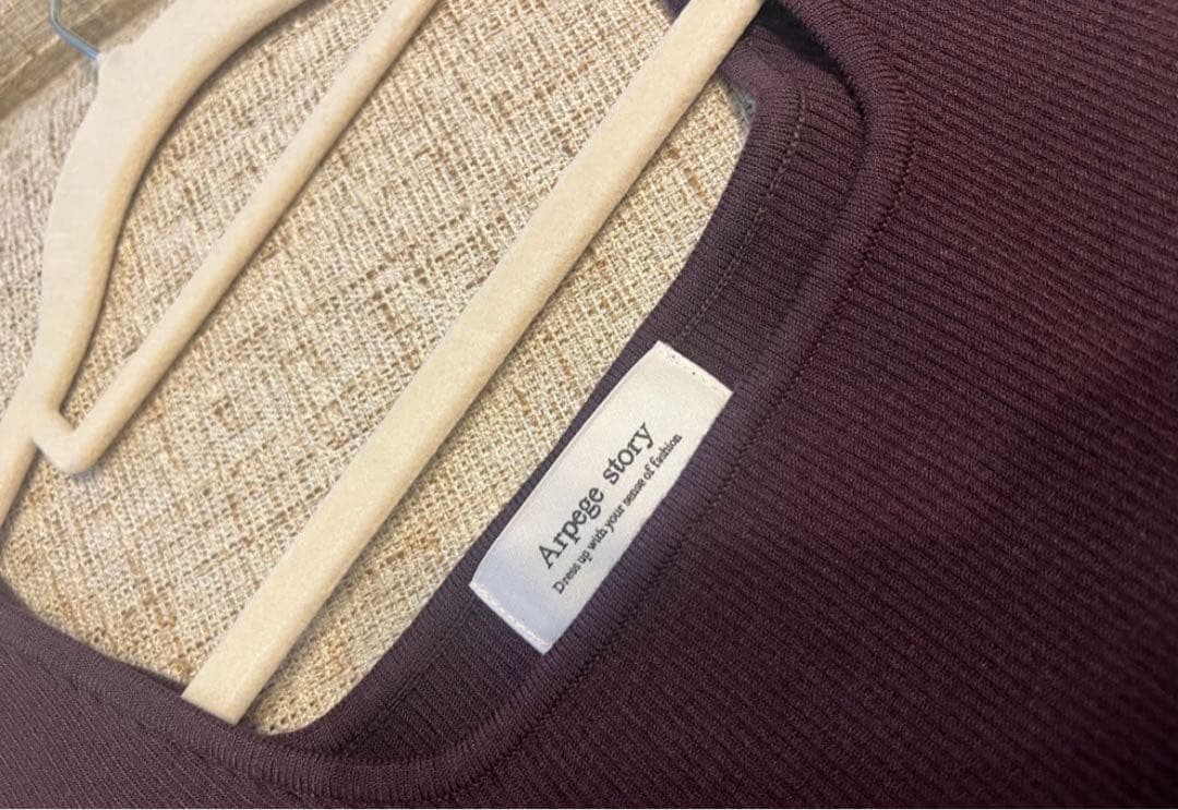 Arpege story ロゴボタンVカーデアンサンブル ブラウン　こげ茶　M