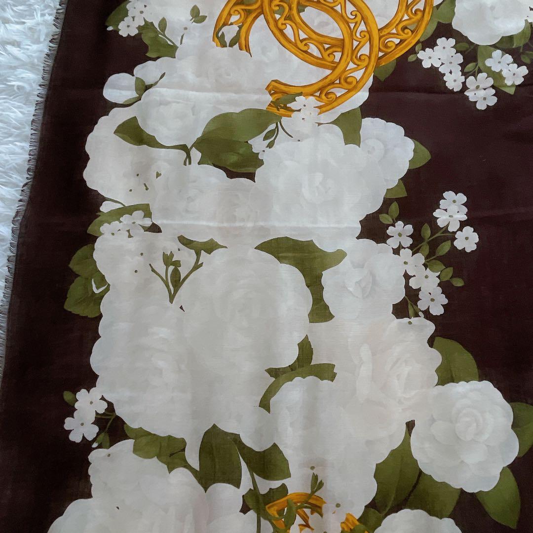 希少✨美品【CHANEL】ココマーク カメリア シルク カシミア 大判スカーフ