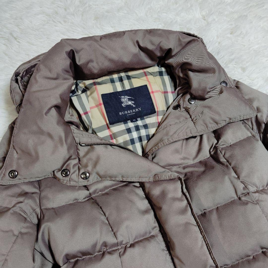 極美品 バーバリー ロンドン ダウンコート ピンクグレージュ 38 ノバチェック