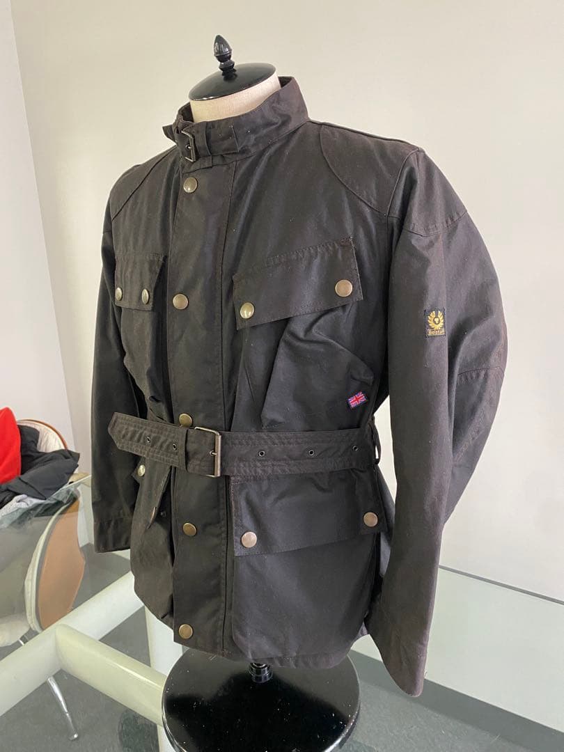 Belstaff オイルドジャケット 黒ブラウン 4ポケット