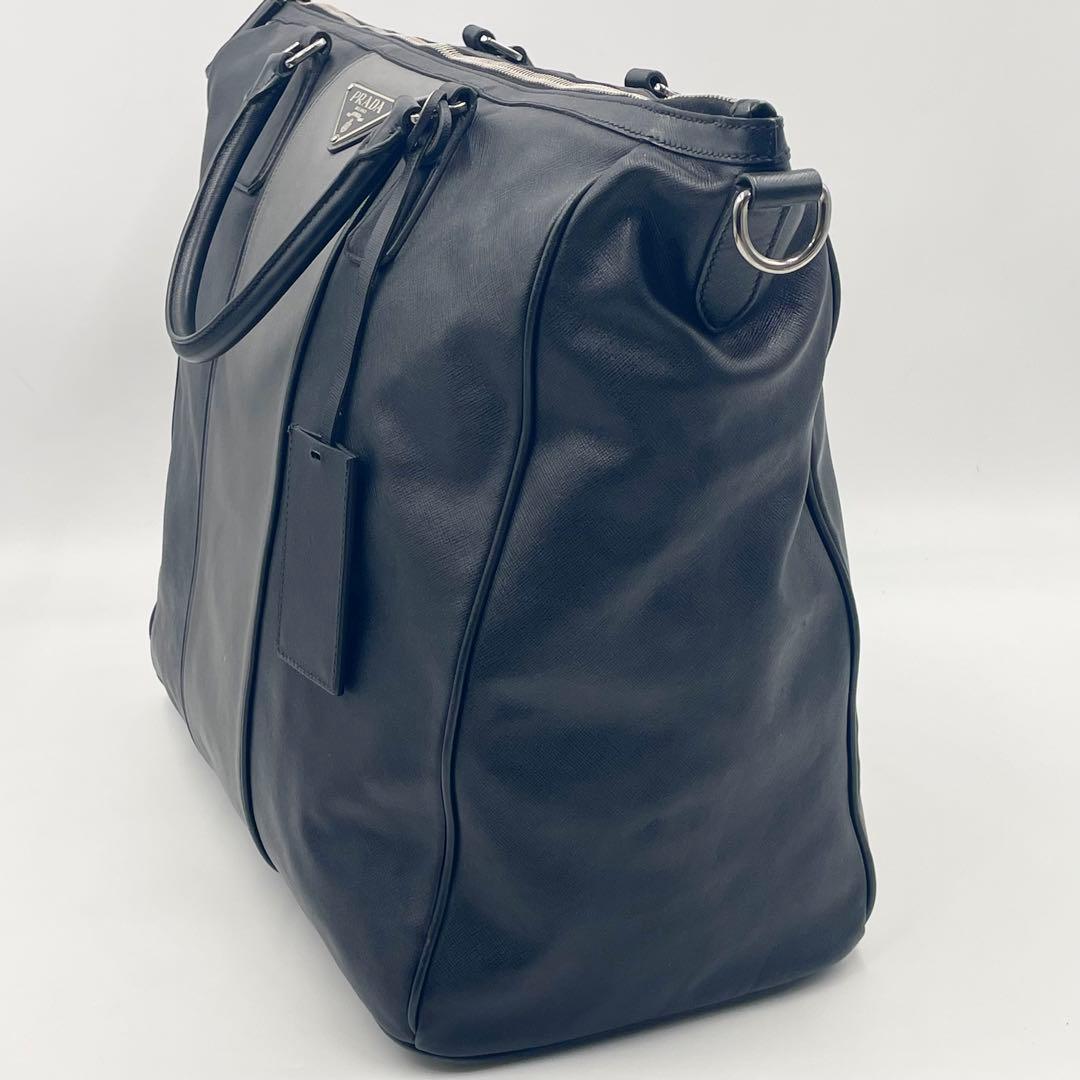 【美品】PRADAサフィアーノ ソフト ガレリア 三角ロゴ トートバッグ2way