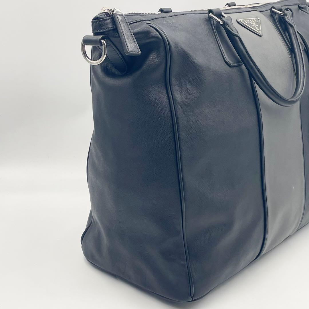 【美品】PRADAサフィアーノ ソフト ガレリア 三角ロゴ トートバッグ2way