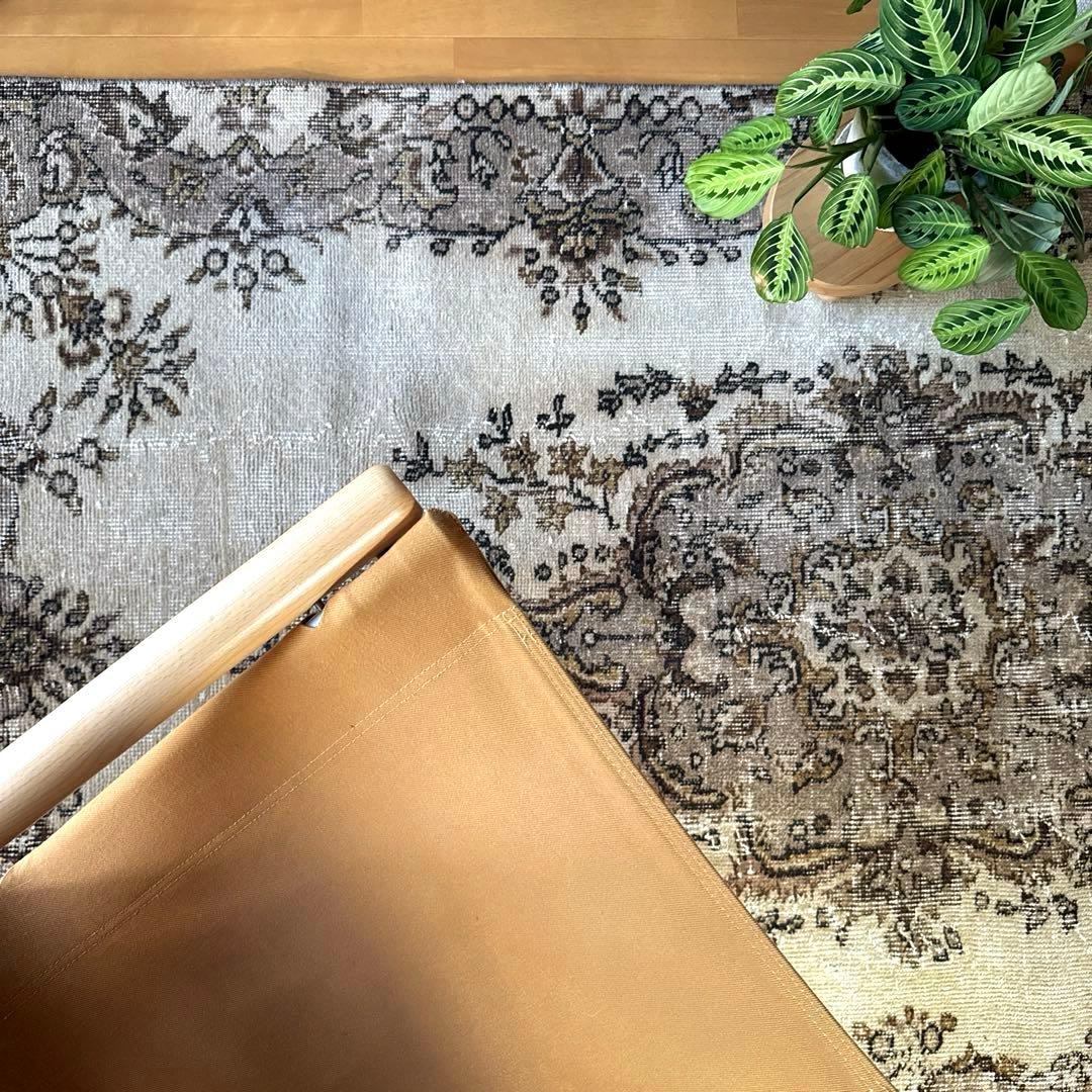 専用116×204 グレージュ×ブラウン　王道メダリオン　トルコヴィンテージラグ
