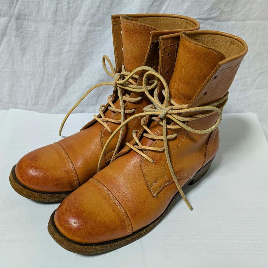 【MOTO】レースアップブーツ　編み上げブーツ　レザーブーツ　24cm相当