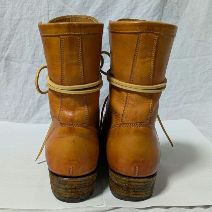 【MOTO】レースアップブーツ　編み上げブーツ　レザーブーツ　24cm相当
