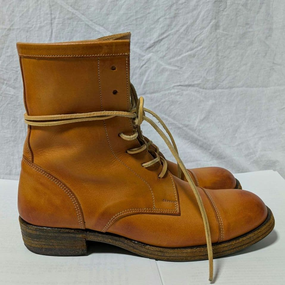 【MOTO】レースアップブーツ　編み上げブーツ　レザーブーツ　24cm相当