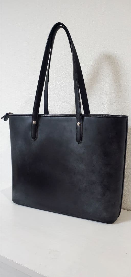 【超美品】万双 トートバッグ ブライドルレザー ブラック