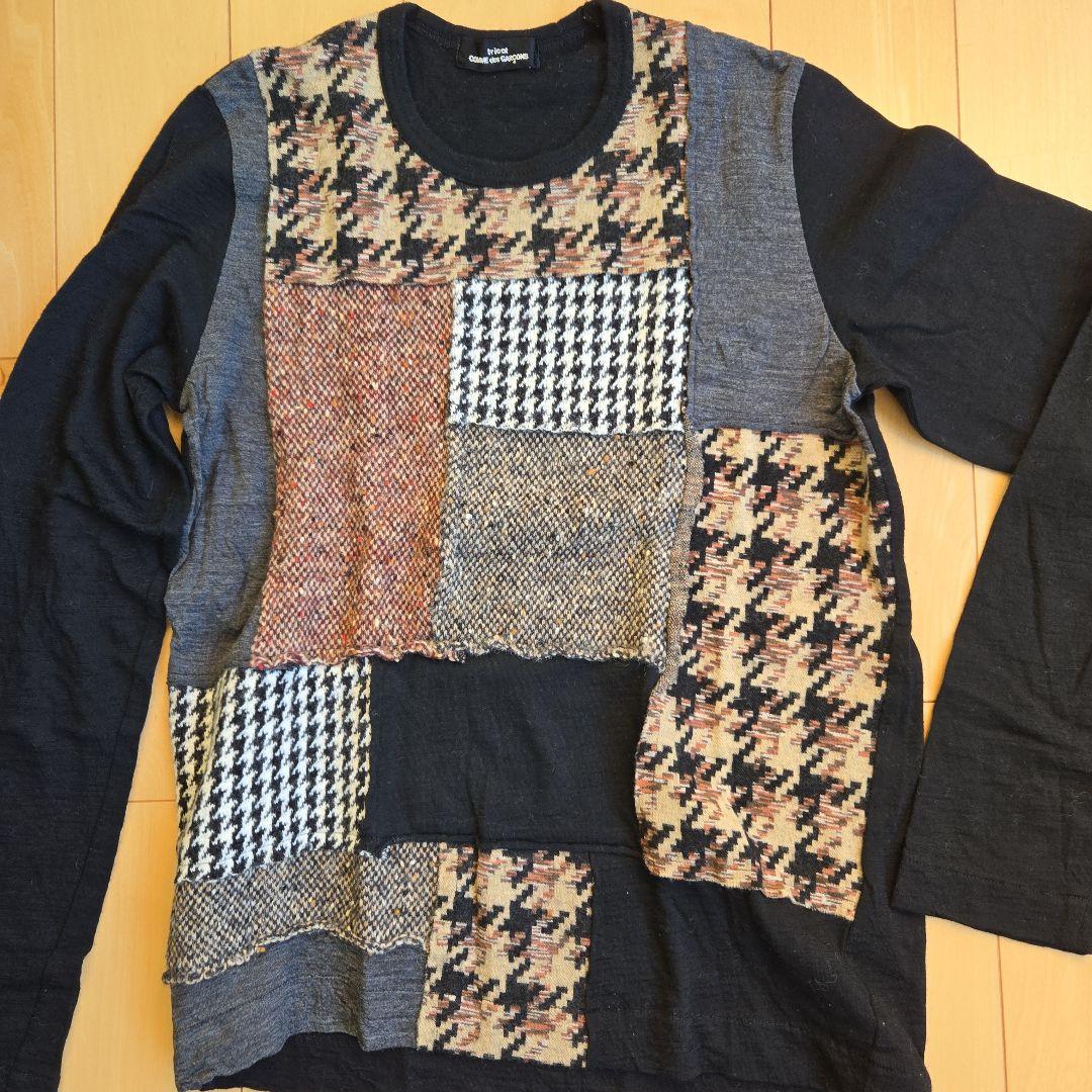 大人気！新品未使用　トリココム・デ・ギャルソン　パッチワーク長袖ニットカットソー