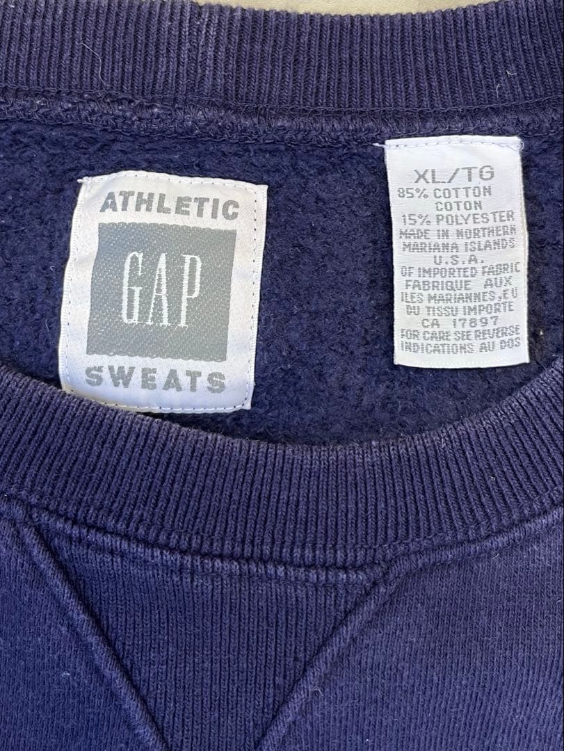 90'S GAP 旧タグ ヘビーウエイト 前Vガゼット付き スウェットシャツ