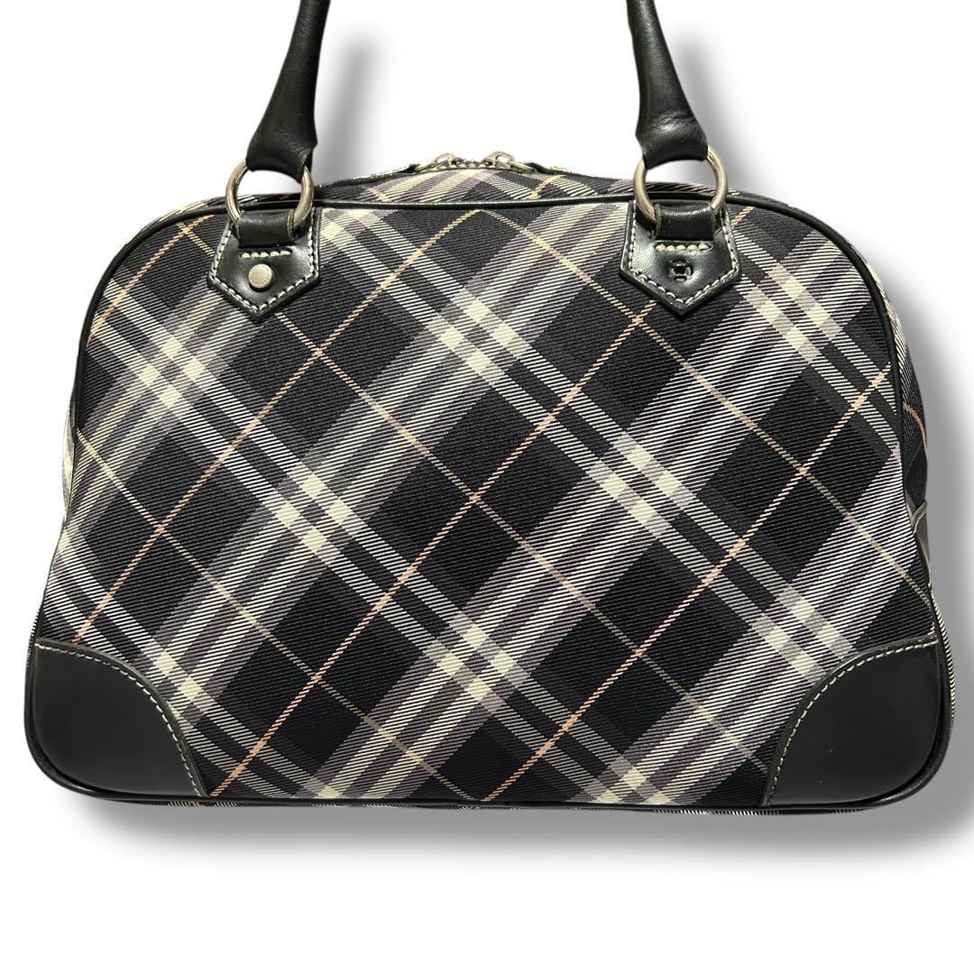 【バーバリーブルーレーベル】 ノバチェック柄 ボストンバッグ 牛革