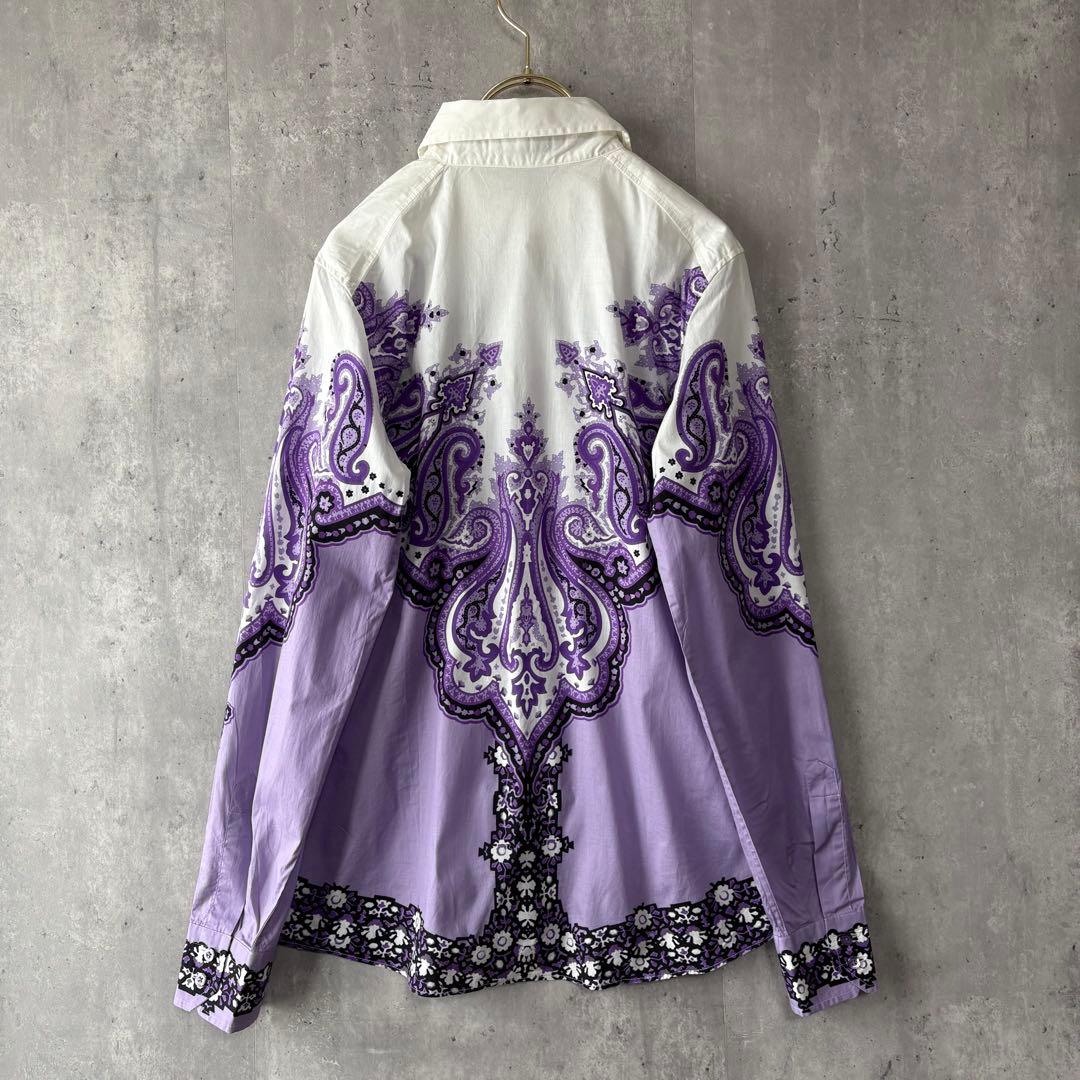 エトロ ETRO ペイズリー柄 シャツ ブラウス パープル 42 イタリア製